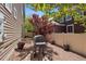 Side yard with BBQ and gravel bed with potted plants is perfect for outdoor cooking and relaxing at 5471 Ensenada Ct, Denver, CO 80249
