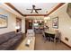 Open-concept living space with a kitchen, dining area, fireplace, and comfortable seating at 1521 Ski Hill Rd # 8318, Breckenridge, CO 80424