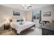 Comfortable bedroom with a king bed, mountain artwork, and a wooden writing desk at 3065 W 80Th Ave, Westminster, CO 80030