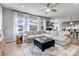Bright living room boasts large windows, neutral walls, stylish area rug and comfortable sectional seating at 4840 Point Mesa St, Castle Rock, CO 80108