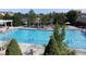 Large community pool with shade structures and lounging area for residents at 8387 Fig St, Arvada, CO 80005