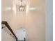 Staircase with an elegant light fixture and a flower decor on the wall at 6187 Wescroft Ave, Castle Rock, CO 80104