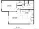 Detailed floor plan showcasing layout of living room, kitchen, bedroom and bath at 4100 Albion St # 523, Denver, CO 80216