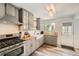 Bright kitchen with modern appliances, gray cabinetry and butcher block countertops at 10457 Owens Cir, Broomfield, CO 80021