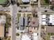 Overhead view of a quiet neighborhood street, showcasing neatly arranged homes with landscaped yards and parked cars along the roadside at 1833 E Jewell Ave, Denver, CO 80210