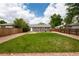 Well-maintained backyard with lush artificial grass and gravel landscaping, fully fenced at 8240 Grandview Ave, Arvada, CO 80002