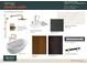 Selection of bathroom finishes including a freestanding tub, countertop, cabinetry, and gold plumbing and lighting fixtures at 4444 W 28Th Ave, Denver, CO 80212