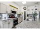 Modern kitchen with granite countertops, stainless steel appliances, and stylish backsplash at 4293 Clover Ln, Brighton, CO 80601