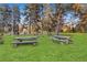 Park picnic area featuring multiple tables amidst a grassy landscape and shady trees at 1292 Kearney St, Denver, CO 80220