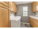 Convenient laundry room with modern appliances and ample cabinet space at 2822 Flint Ct, Superior, CO 80027
