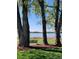 Picturesque lake view through trees with bench, showcasing the tranquil setting for relaxation and nature enjoyment at 4901 Redwood Dr, Littleton, CO 80123