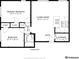 Detailed floor plan showcasing layout with dimensions of the primary bedroom, living room, kitchen and other rooms at 525 Jackson St # 304, Denver, CO 80206