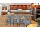 Beautiful kitchen island with granite countertops, mosaic tile, and seating for four at 2345 Spotswood Pl, Boulder, CO 80304