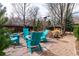 This backyard patio features colorful Adirondack chairs at 2345 Spotswood Pl, Boulder, CO 80304
