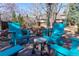 This backyard patio features Adirondack chairs and a side table at 2345 Spotswood Pl, Boulder, CO 80304