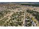 Expansive aerial view of a neighborhood with tree-lined streets, showcasing the community's layout and natural surroundings at 740 W Lancers Ct, Monument, CO 80132