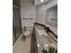 Bathroom with granite countertop, modern fixtures, and a shower with glass door at 8543 Redstone St, Highlands Ranch, CO 80126