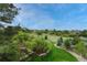 Lush backyard showcasing mature trees, landscaping, and a well-manicured lawn at 5428 Forest View Rd, Parker, CO 80134