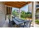 Outdoor patio area with dining table and backyard garden views at 8958 Southurst St, Littleton, CO 80129