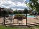 Inviting community pool with seating, a secure fence, and a lush green lawn at 452 Black Feather Loop # 612, Castle Rock, CO 80104