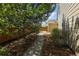 Serene backyard featuring a gravel path and mature landscaping, offering a peaceful retreat at 3754 Broadview Pl, Castle Rock, CO 80109