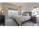 Well-lit bedroom featuring a large window, a cozy bed, and stylish bedside table with lamp at 3754 Broadview Pl, Castle Rock, CO 80109