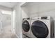 Convenient laundry area with modern washer and dryer units, plus easy access to the hallway at 4042 E Geddes Cir, Centennial, CO 80122