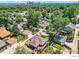 An aerial view shows a lovely neighborhood with mature trees and city skyline views at 2819 W 43Rd Ave, Denver, CO 80211