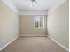 Image of a bedroom with light walls, neutral carpet, and a single window at 7472 Iridium Way, Castle Rock, CO 80108