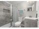 Updated bathroom featuring glass shower, sleek vanity, and modern tile at 16120 E 119Th Ave, Commerce City, CO 80022