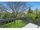 Overlooking a backyard with mature trees and green lawn from a deck in a single Gathering home at 1874 Cedaridge Cir, Superior, CO 80027