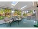 Bright sunroom with skylights and large windows overlooking the landscaped backyard at 7310 Granada Rd, Denver, CO 80221