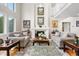 Sophisticated living room with high ceilings, fireplace, and comfortable seating arrangement at 7330 Routt St, Arvada, CO 80005