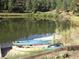 The property includes a private pond with canoes and kayaks for outdoor recreation at 9705 Canon Dr, Sedalia, CO 80135
