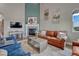 Bright and inviting living room with hardwood floors, a fireplace, comfortable seating, and plenty of natural light at 4883 S Sicily St, Aurora, CO 80015