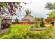 Beautiful backyard features a manicured lawn, privacy fence, mature trees, and landscaped garden beds at 21396 E Prentice Ln, Centennial, CO 80015