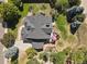 Bird's eye view of a luxury home with a large patio, well-maintained landscaping, and a dark roof at 5421 Potentilla Ct, Parker, CO 80134