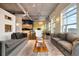 Modern open-concept living room with high ceilings, exposed ductwork, and stylish furniture and fixtures at 1890 Wynkoop St # 806, Denver, CO 80202