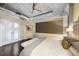 Comfortable main bedroom featuring exposed ductwork and a cushioned headboard at 1890 Wynkoop St # 806, Denver, CO 80202