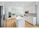 Modern kitchen with white cabinets, stainless steel appliances, a center island, and stylish backsplash at 9117 Buck Hill Dr, Highlands Ranch, CO 80126