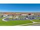 Aerial view of community center with parking lot at 889 Crest St, Lochbuie, CO 80603