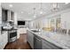 Modern kitchen with stainless steel appliances, granite countertops, and a large island at 8783 S Carr Way, Littleton, CO 80128