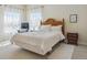 Bright bedroom features a cozy bed, chair, side table, and white curtains for a relaxing retreat at 4619 Mohawk Dr, Larkspur, CO 80118