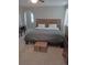 Calm main bedroom with wood accent wall, minimalist design, and carpet flooring at 3018 S Cherry Way, Denver, CO 80222