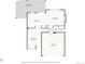 Floor plan displaying the layout of the main level of the house, including the kitchen, living room, and garage at 9898 Tourmaline Ct, Parker, CO 80134