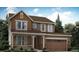Charming two-story home with a covered porch, attached garage, and professionally landscaped yard at 14513 Hudson Way, Thornton, CO 80602