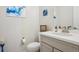 Stylish powder room featuring modern fixtures, elegant decor, and a clean design at 5227 Lake Port Ave, Longmont, CO 80504