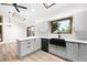 Modern kitchen featuring sleek cabinets, stainless appliances, and a black farmhouse sink at 655 Cree Cir, Boulder, CO 80303