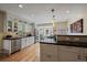 Modern kitchen featuring white cabinets, stainless appliances, and bar seating at 1572 Leyden St, Denver, CO 80220