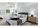 Main bedroom showcasing hardwood floors, ample natural light and a comfortable king-sized bed at 3884 S Niagara Way, Denver, CO 80237